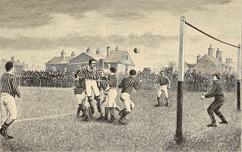 Fußballmatch in England, um 1890