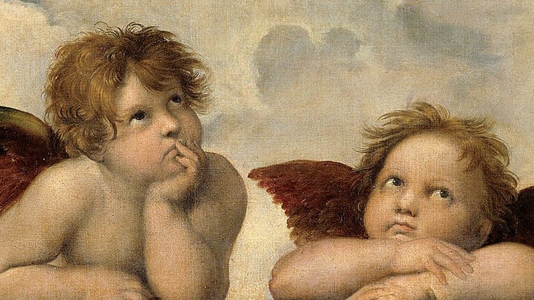 Raffael, Detail aus dem Gemälde „Sixtinische Madonna“. Alle Abbildungen: Wikipedia