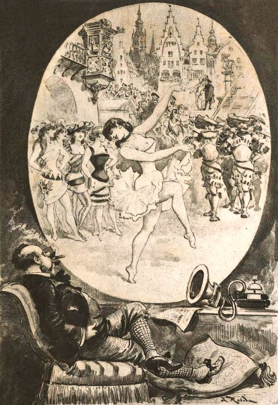 „Le Théâtre chez soi par le Téléphonoscope“. Illustration aus „Le Vingtième Siècle“