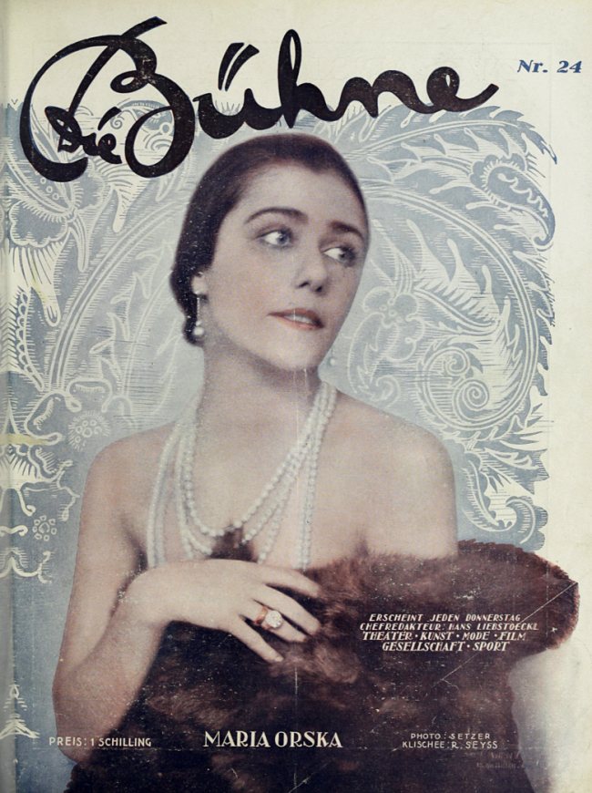 Maria Orska auf dem Titelblatt der Wiener Zeitschrift „Die Bühne“, 23.4.1925