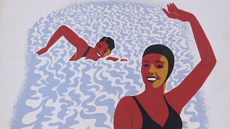 Detail aus dem Plakat „Swim for Health“ der Cleveland Division of Health. 1940 (Library of Congress)