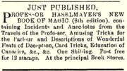 Werbung für Ludwig Haselmayers „New Book of Magic“ in: The Taranaki Herald, 14.5.1881, S. 3.