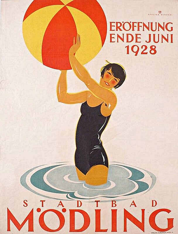 Werbeplakat für das Strandbad in Mödling bei Wien (Joseph Binder, 1930)