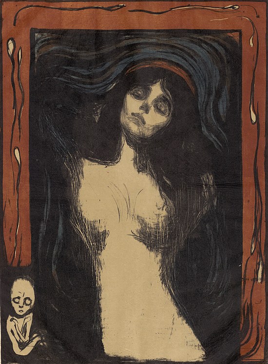 Edvard Munch: Madonna, 1895/1902. Farblithographie mit Lithokreide, -tusche und Nadel; Japanpapier, 87x60cm