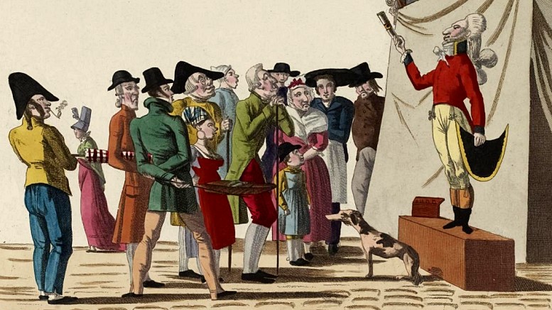 Anonym: Le Grand Charlatan. Druckgrafik, 1. Hälfte des 19. Jahrhunderts