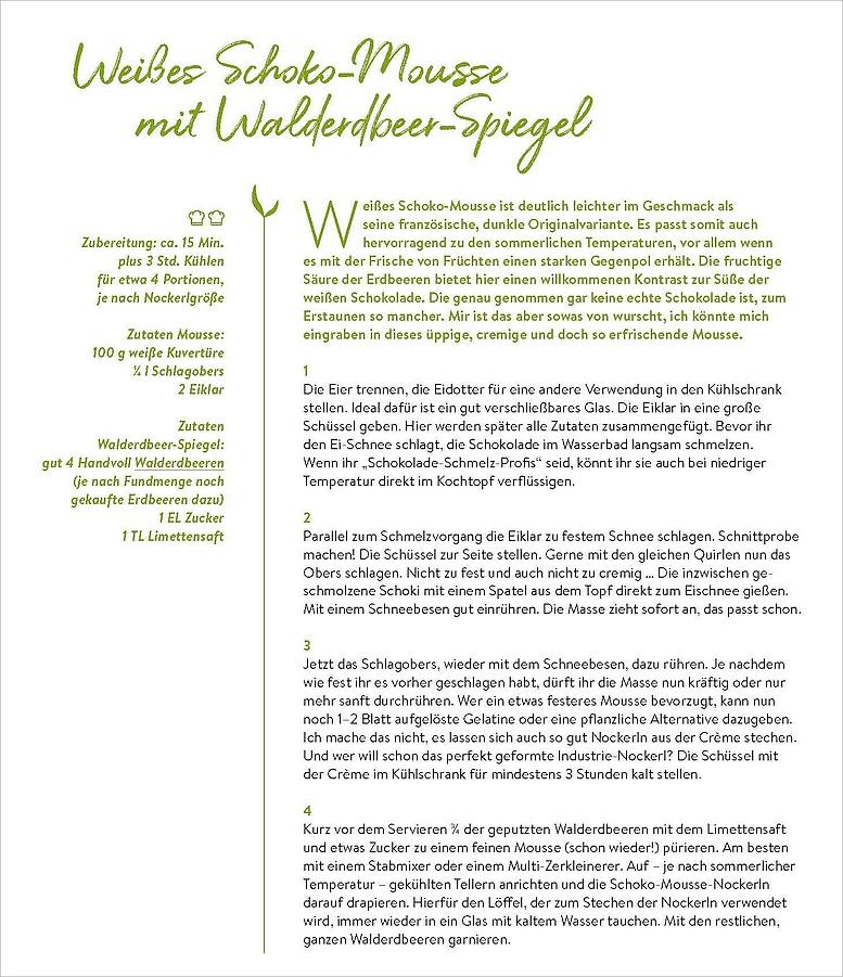 Rezept für „Weißes Schoko-Mousse“ aus dem Buch „Süsses Wildes Wien“, zur Verfügung gestellt vom Gmeiner Verlag