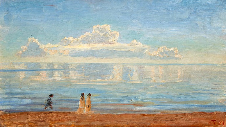 Laurits Tuxen: Spaziergänger am Strand von Skagen. 1922. Wikimedia Commons