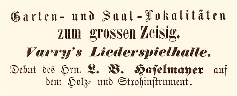 Veranstaltungsankündigung in: Der Zwischen-Akt, 15.8.1860, S. 2