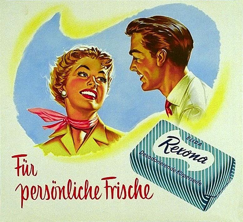 Plakatwerbung für Rexona Seife, 1957. Österreichische Nationalbibliothek, Bildarchiv und Grafiksammlung