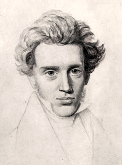Søren Kierkegaard um 1840. Porträt nach einer Zeichnung seines Cousins Niels Christian Kierkegaard