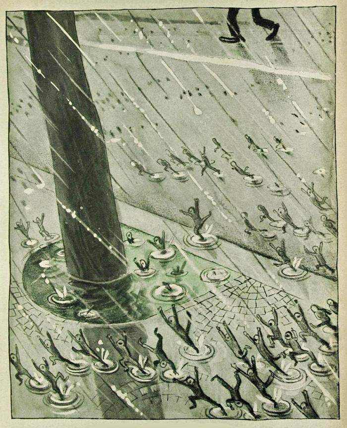 Albert Schäfer-Ast: „Es regnet Schusterjungen“. In: Uhu, April 1930, S. 23
