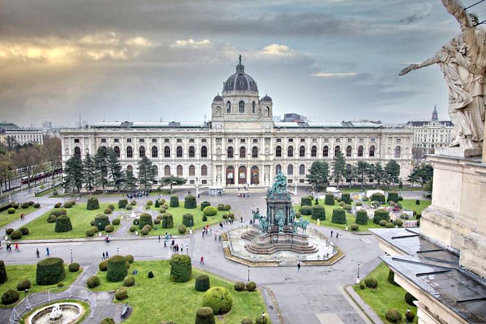 Blick vom Dach des Naturhistorischen Museums auf das Kunsthistorische Museum