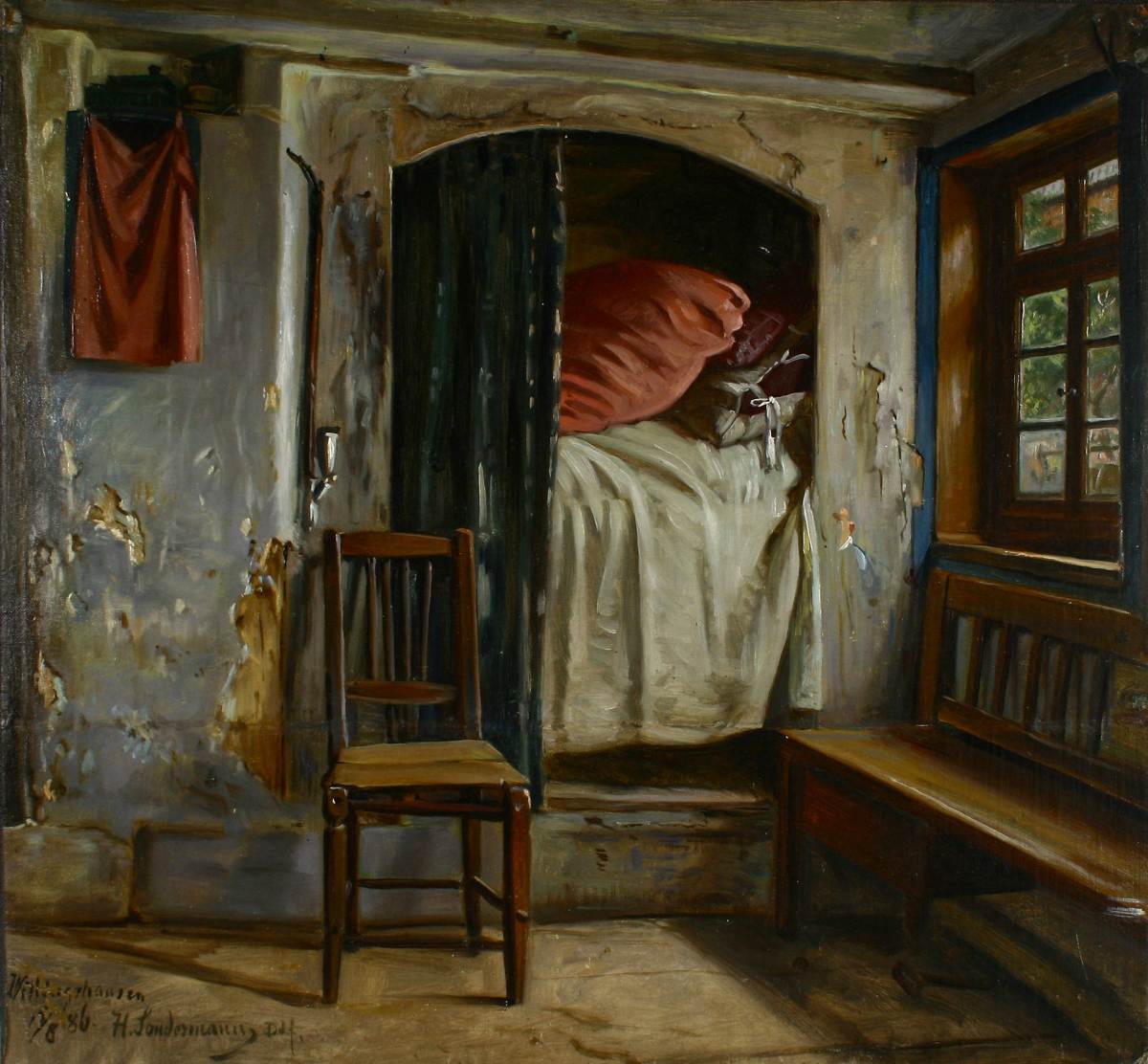 Hermann Sondermann, Alkoven in einem Willingshäuser Bauernhaus. 1886 (Wikimedia Commons)
