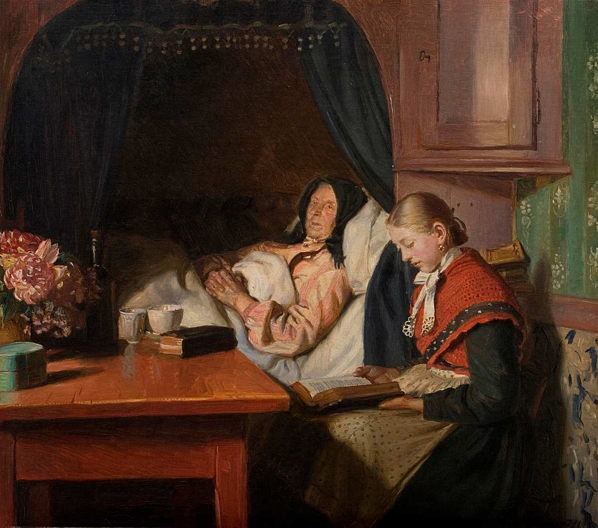 Michael Ancher, Bedstemor på sygeseng (Großmutter im Krankenbett). 1879 (Wikimedia Commons)