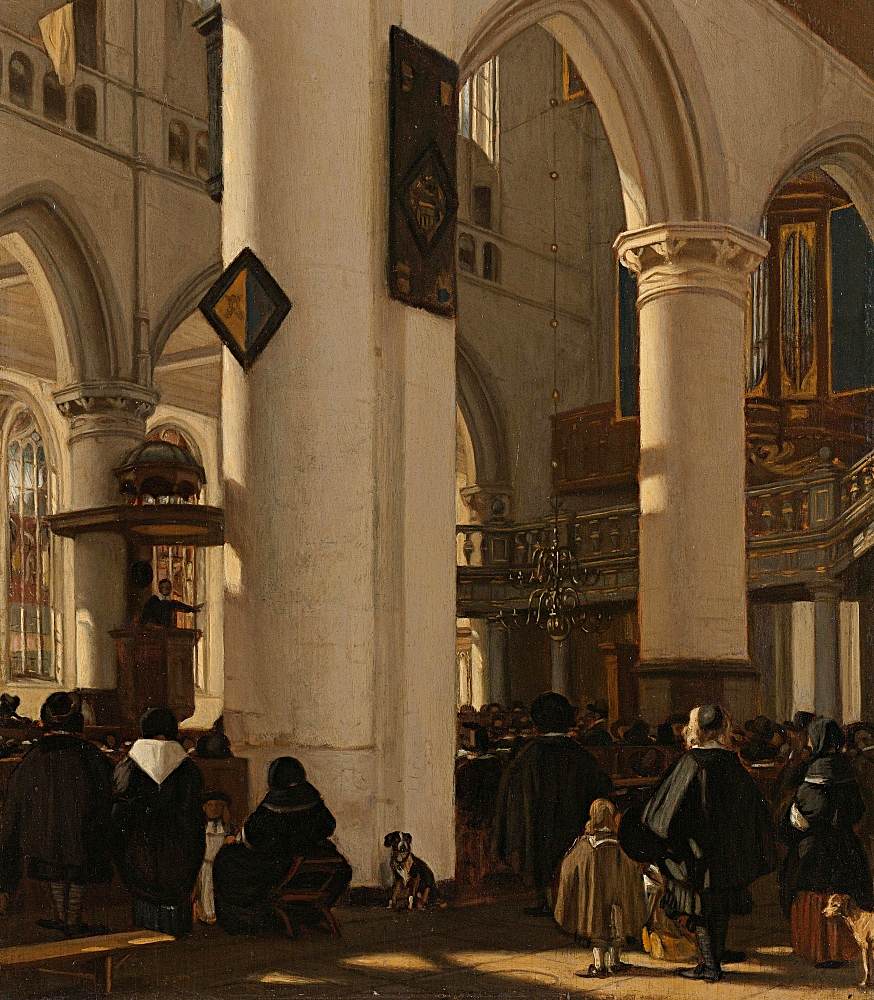 Emanuel de Witte: Protestantische Kirche während eines Gottesdienstes. 1669 (Rijksmuseum Amsterdam)