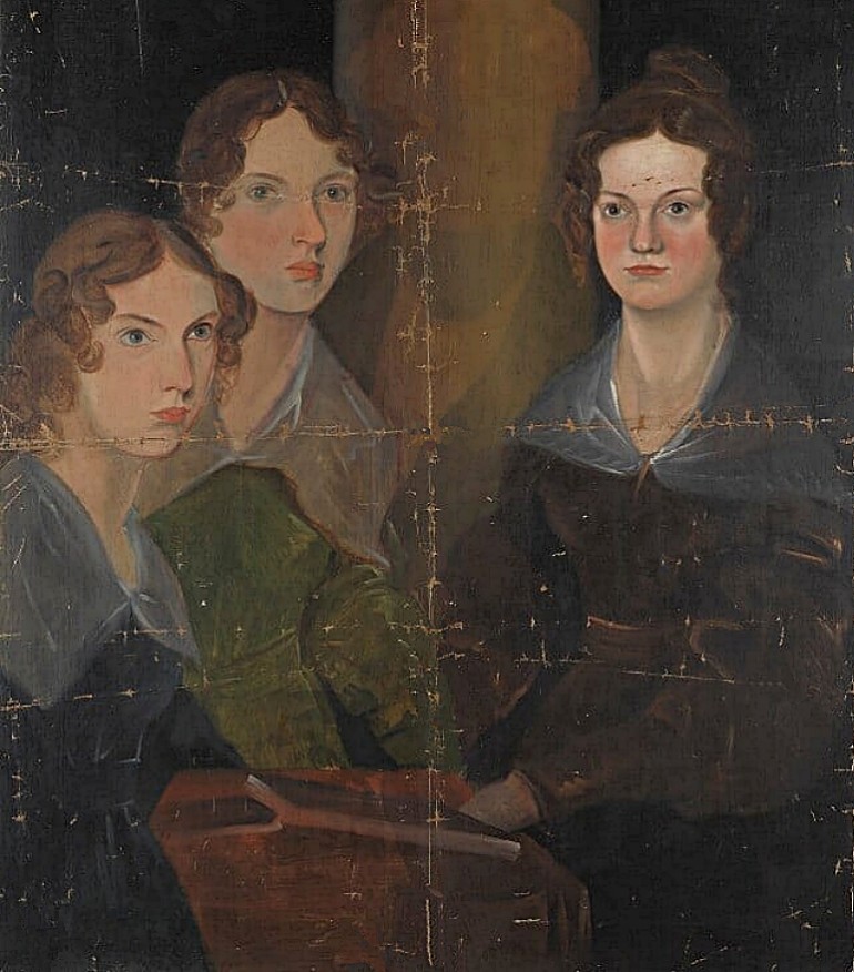 Das einzige erhaltene Gruppenporträt der Brontë-Schwestern, gemalt um 1834 von Branwell Brontë. Von links nach rechts: Anne Brontë, Emily Brontë, Charlotte Brontë, © National Portrait Gallery, London