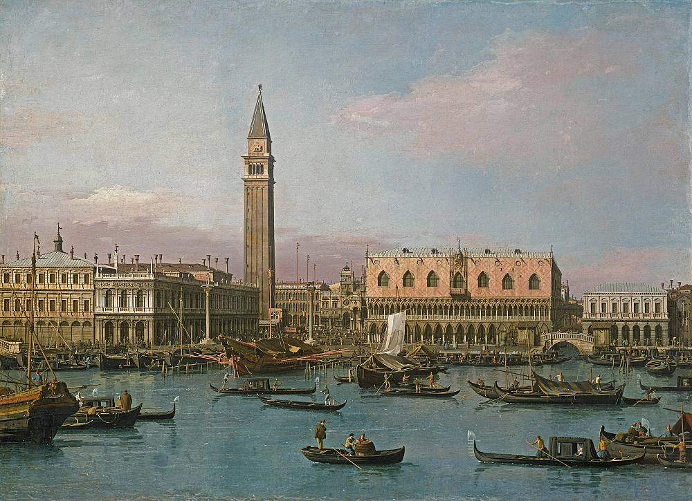 Canaletto: Venedig. Piazzetta und Bacino di San Marco. Um 1736/38 (Bayerische Staatsgemäldesammlungen. CC BY-SA 4.0)