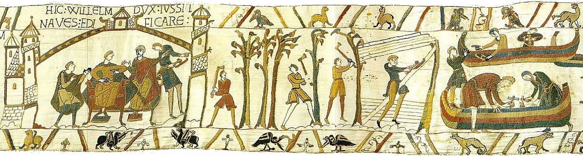Szene aus dem „Teppich von Bayeux“ (Wikimedia Commons)