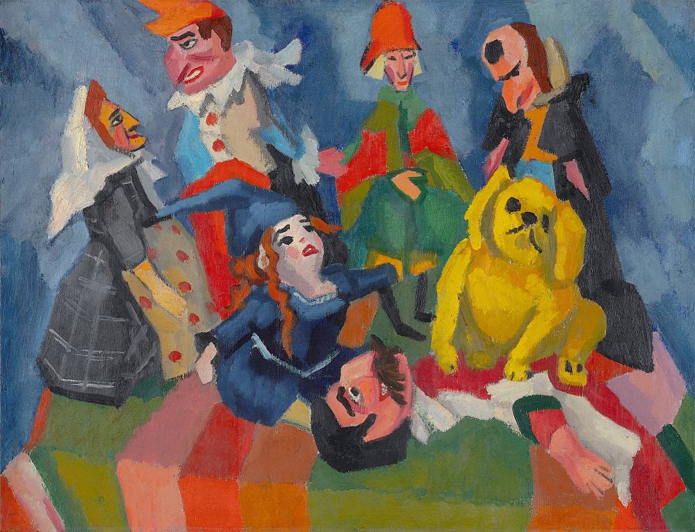 Rudolf Wacker: Puppengesellschaft mit gelbem Hund, 1924 (Foto: Leonhard Hilzensauer)